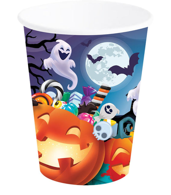 Halloween Bekers Pompoenen 240ml van Fiestas Guirca koop je bij Partywinkel