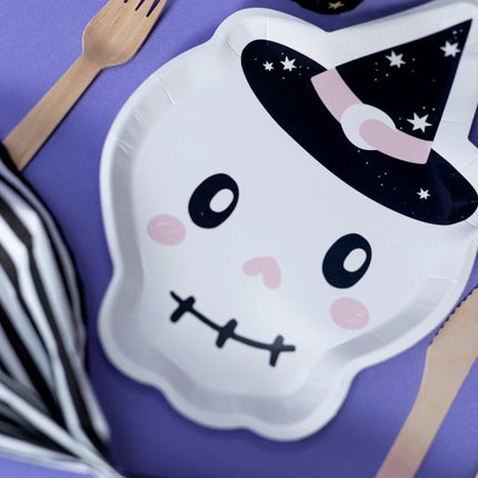 Halloween Borden Doodshoofd 27cm 6st van Partydeco koop je bij Partywinkel