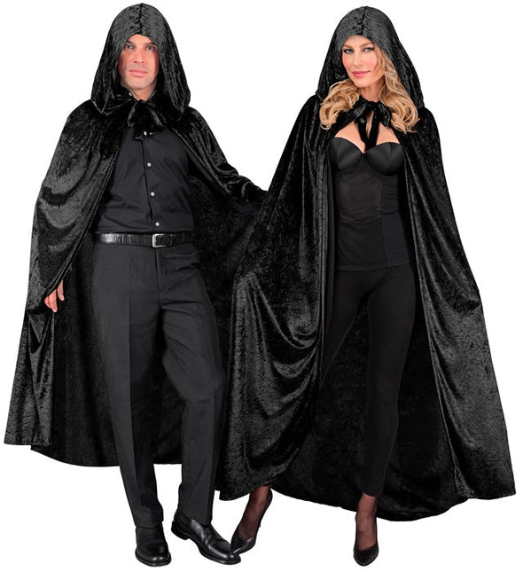 Halloween Cape Zwart Fluweel 1,4m van Widmann koop je bij Partywinkel
