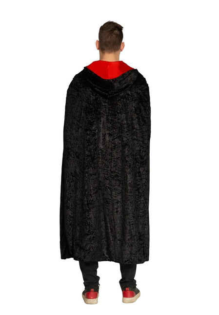 Halloween Cape Zwart Rood Deluxe van Partychimp koop je bij Partywinkel