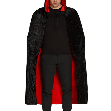 Halloween Cape Zwart Rood Deluxe van Partychimp koop je bij Partywinkel