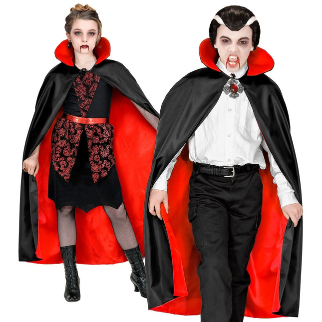 Halloween Cape Zwart Rood Kind van Widmann koop je bij Partywinkel