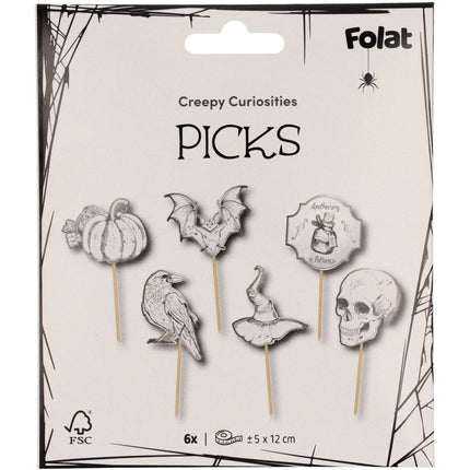 Halloween Cocktailprikkers 12cm 6st van Folat koop je bij Partywinkel