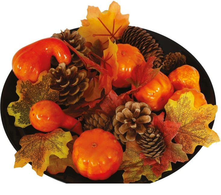 Halloween Decoratie Pompoenbladeren En Dennenappels van Fiestas Guirca koop je bij Partywinkel