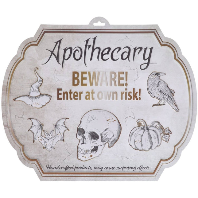 Halloween Deurbord Beware At Own Risk 50cm van Folat koop je bij Partywinkel