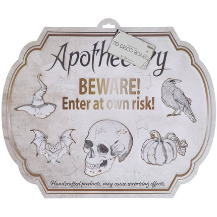 Halloween Deurbord Beware At Own Risk 50cm van Folat koop je bij Partywinkel