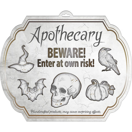 Halloween Deurbord Beware At Own Risk 50cm van Folat koop je bij Partywinkel
