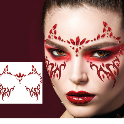 Halloween Gezicht Stickers Rood Duivel van Fiestas Guirca koop je bij Partywinkel