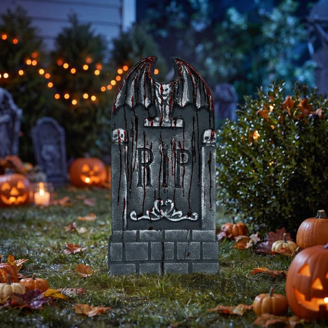 Halloween Grafsteen Grijs Rip Bloederig 42cm van Fiestas Guirca koop je bij Partywinkel