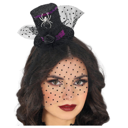 Halloween Haarband Mini Hoed Met Spin van Fiestas Guirca koop je bij Partywinkel