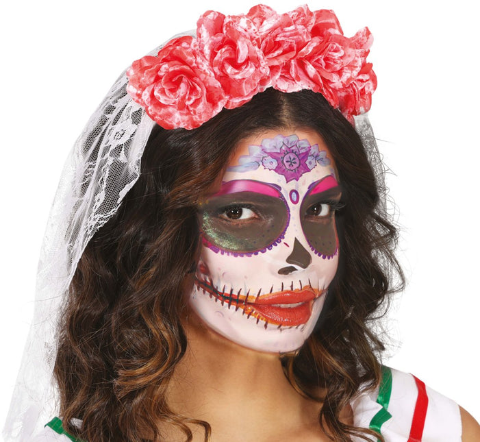 Halloween Haarband Roze Sluier En Boemen van Fiestas Guirca koop je bij Partywinkel