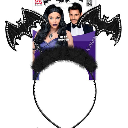 Halloween Haarband Vleermuis Zwart Strass van Widmann koop je bij Partywinkel