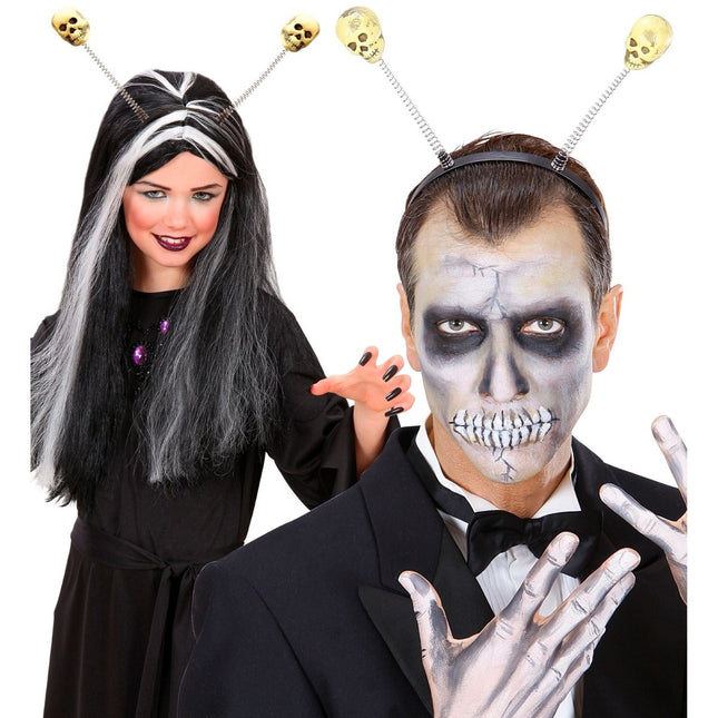 Halloween Haarband Wit Schedels van Widmann koop je bij Partywinkel
