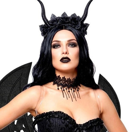 Halloween Haarband Zwart Duivel Bloem van Widmann koop je bij Partywinkel