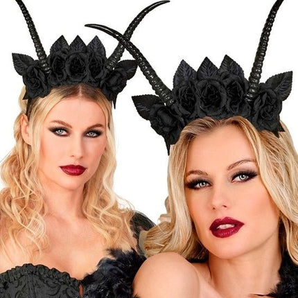 Halloween Haarband Zwart Duivel Bloem van Widmann koop je bij Partywinkel