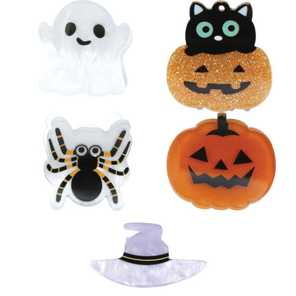 Halloween Haarclip Pompoen En Spook 5st van Fiestas Guirca koop je bij Partywinkel