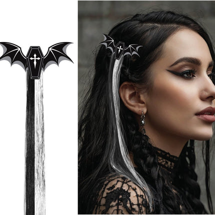 Halloween Haarspeldje Zwart Wit Vleermuis van Fiestas Guirca koop je bij Partywinkel
