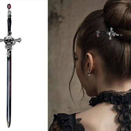 Halloween Haarspeldjes Zwart Zilver Zwaard 19cm van Fiestas Guirca koop je bij Partywinkel