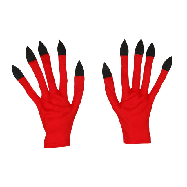 Halloween Handschoenen Rood Zwart Duivel van Widmann koop je bij Partywinkel