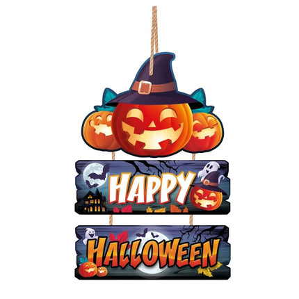 Halloween Deurbord Happy Halloween 32cm 3 delig van Fiestas Guirca koop je bij Partywinkel