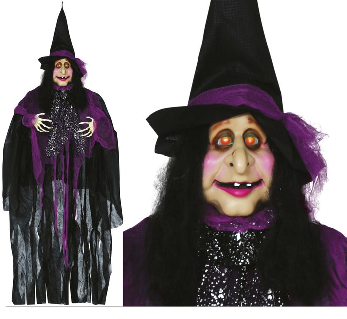 Halloween Pop Heks Met Licht En Geluid 1,2m van Fiestas Guirca koop je bij Partywinkel