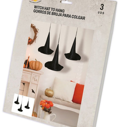 Halloween Slinger Heksenhoeden 18cm 3 delig van Fiestas Guirca koop je bij Partywinkel