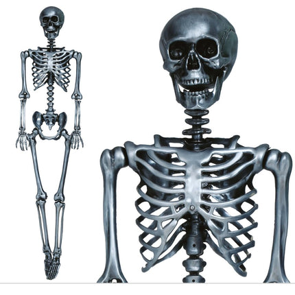Halloween Hangdecoratie Zilver Skelet 1,6m van Fiestas Guirca koop je bij Partywinkel