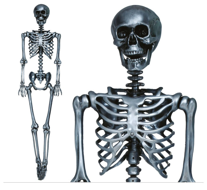 Halloween Hangdecoratie Zilver Skelet 1,6m van Fiestas Guirca koop je bij Partywinkel
