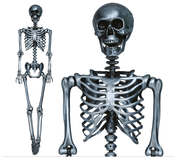 Halloween Hangdecoratie Zilver Skelet 90cm van Fiestas Guirca koop je bij Partywinkel