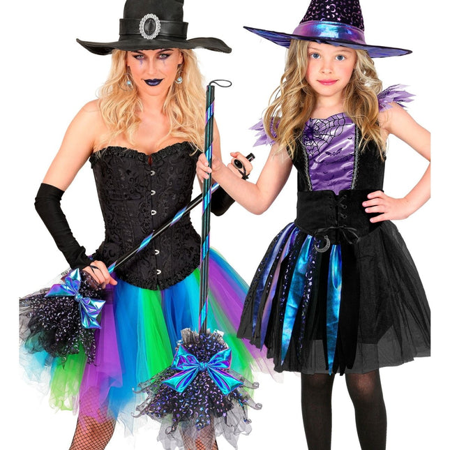 Halloween Heksenbezem Sterren En Maan 85cm van Widmann koop je bij Partywinkel