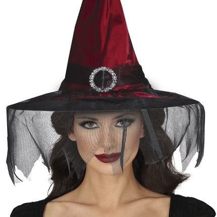 Halloween Heksenhoed Met Sluier van Fiestas Guirca koop je bij Partywinkel