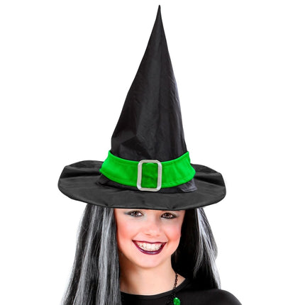Halloween Heksenhoed Zwart Groen van Widmann koop je bij Partywinkel