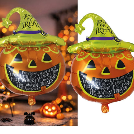 Halloween Helium Ballon Groen Oranje Pompoen Leeg 70cm van Fiestas Guirca koop je bij Partywinkel