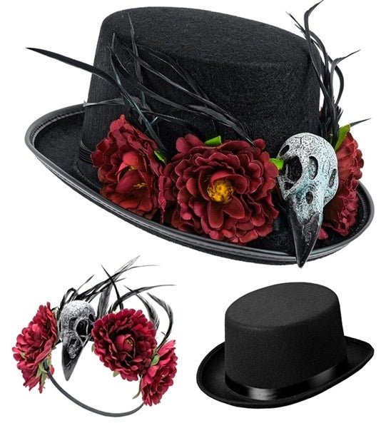 Halloween Hoed Voodoo Bloemen En Skelet van Widmann koop je bij Partywinkel