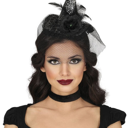 Halloween Hoofdband Heksenhoed Met Sluier van Fiestas Guirca koop je bij Partywinkel