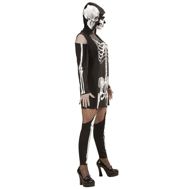 Halloween Jurk Dames Skelet Met Capuchon van Widmann koop je bij Partywinkel