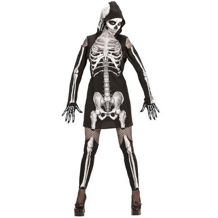 Halloween Jurk Dames Skelet Met Capuchon van Widmann koop je bij Partywinkel