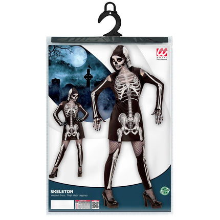 Halloween Jurk Dames Skelet Met Capuchon van Widmann koop je bij Partywinkel