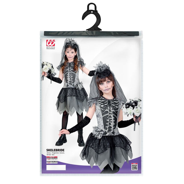 Halloween Jurk Meisje Skelet Bruidje van Widmann koop je bij Partywinkel