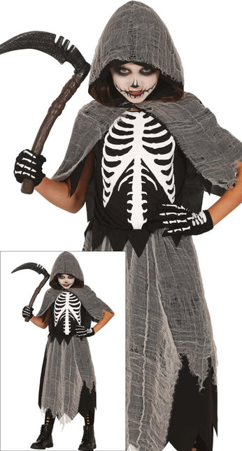Halloween Jurk Meisje Skelet Reaper van Fiestas Guirca koop je bij Partywinkel