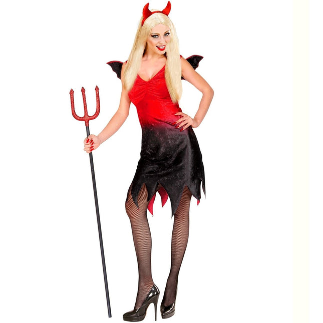 Halloween Jurk Rood Zwart Dames Sexy Duivel van Widmann koop je bij Partywinkel