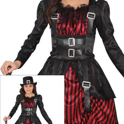 Halloween Jurk Rood Zwart Meisje Gothic van Fiestas Guirca koop je bij Partywinkel