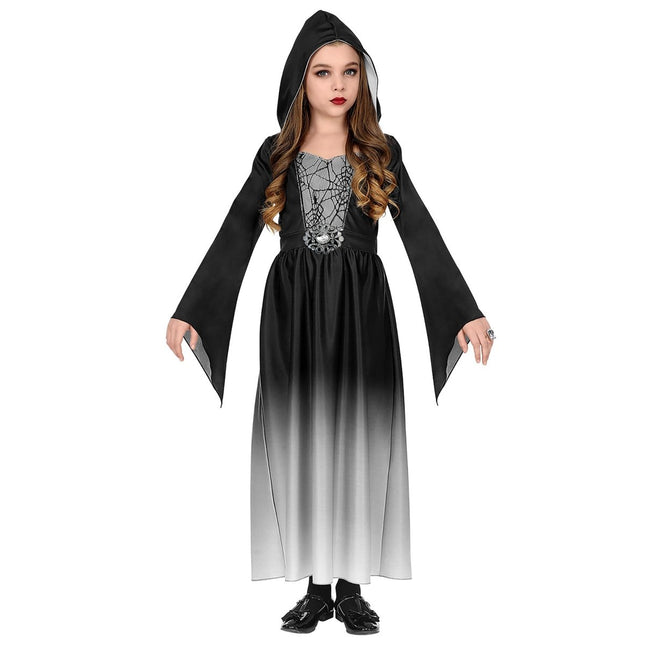 Halloween Jurk Zwart Grijs Meisje Gothic van Widmann koop je bij Partywinkel