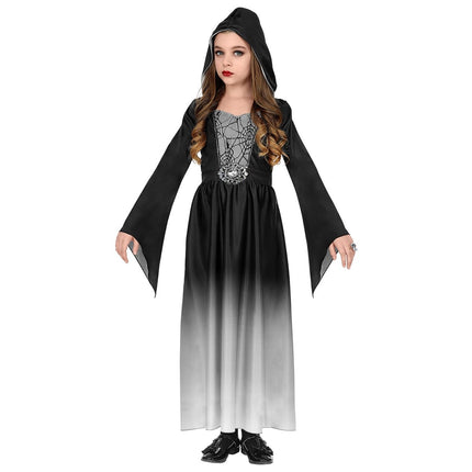 Halloween Jurk Zwart Grijs Meisje Gothic van Widmann koop je bij Partywinkel