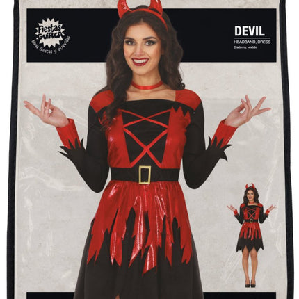 Halloween Jurk Zwart Rood Dames Duivel van Fiestas Guirca koop je bij Partywinkel