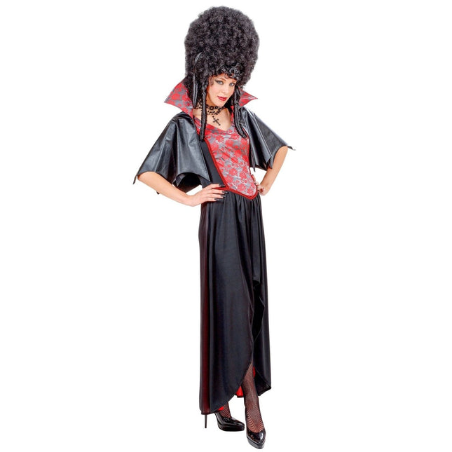 Halloween Jurk Zwart Rood Dames Vampier 2 delig van Widmann koop je bij Partywinkel