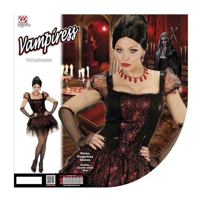 Halloween Jurk Zwart Rood Dames Vampier van Widmann koop je bij Partywinkel
