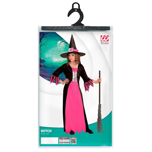 Halloween Jurk Zwart Roze Meisje Heks van Widmann koop je bij Partywinkel