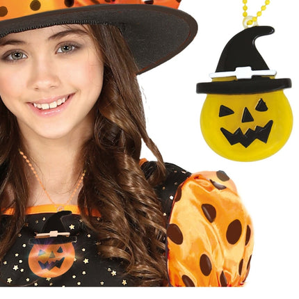 Halloween Ketting Pompoen Met Licht 5cm van Fiestas Guirca koop je bij Partywinkel