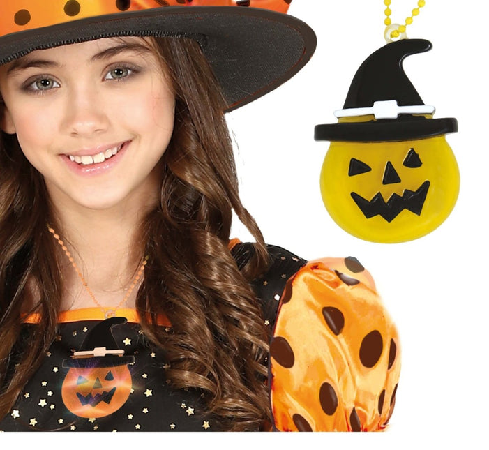 Halloween Ketting Pompoen Met Licht 5cm van Fiestas Guirca koop je bij Partywinkel